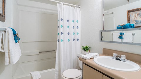 El Encanto bathroom with large shower and nice sink