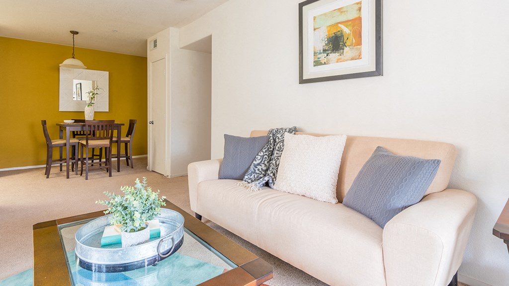 Desert Sands living room and dining table.