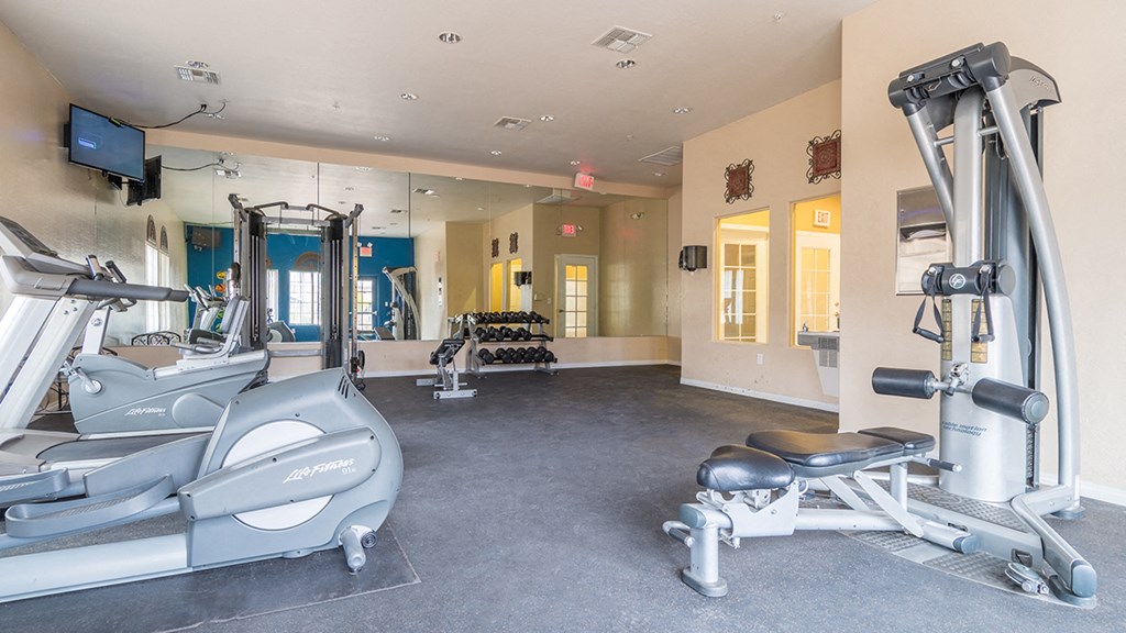 Desert Hands fitness center with plenty of equipment.