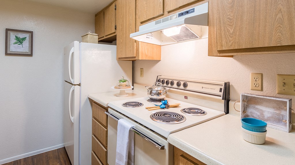 Cantera large kitchen with a sink, plenty of cabinetry and fridge all with wood flooring