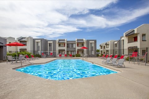 Sparkling apartment swimming pool.