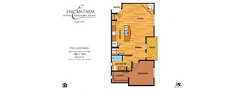 Encantada Queen Creek Austrian floor plan with a single bedroom and bathroom