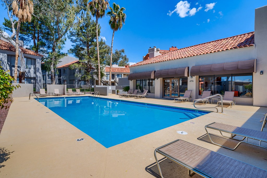 the swimming pool at our apartments in palm springs