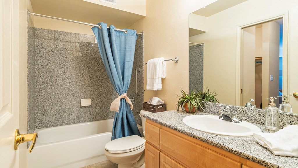 El Dorado Place spacious bathroom with shower tub combo.