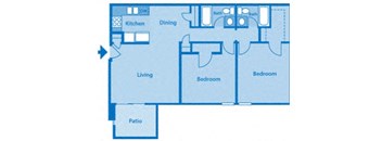 Somerpointe Apartments The Ruby floor plan depicting layout of home.
