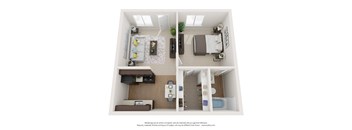 A white room with a bed, a desk, and a chair.