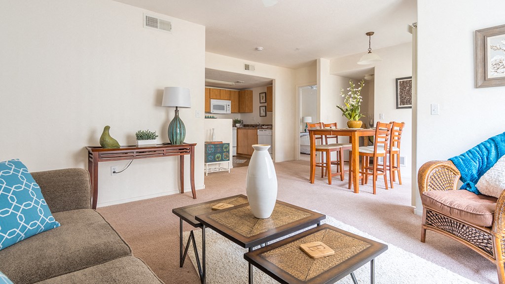 Desert Sands view into kitchen with dining table.