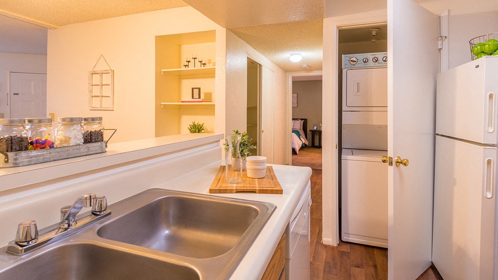 Ridgepointe apartments with washer and dryer units conveniently located