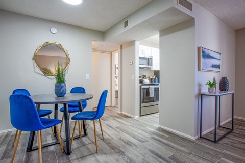 Modern apartment dining room.