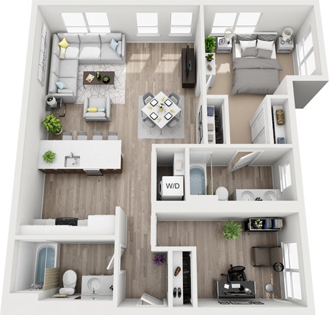 a 2 bedroom192 sq ft floor plan