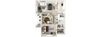 a floor plan of a two bedroom apartment with a bathroom and a balcony