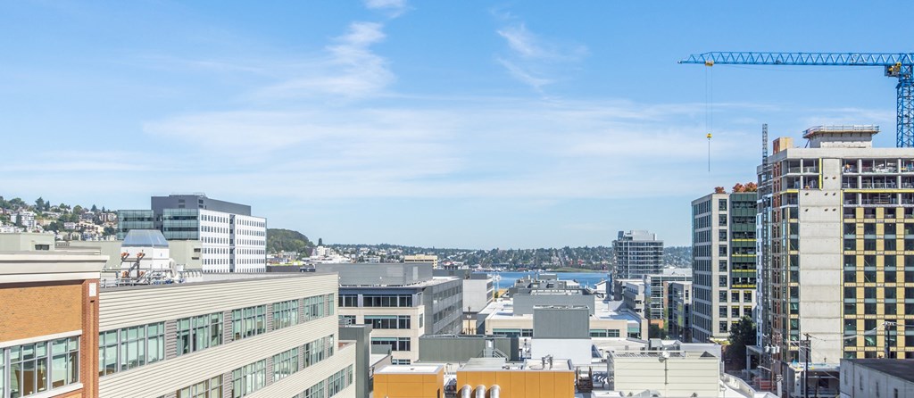 a view of the city from the roof of a building