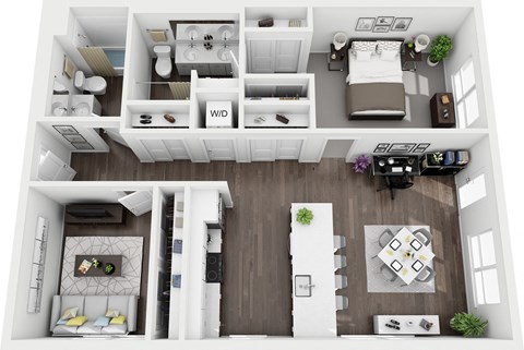 the 1190 sqft floor plan with bedrooms and baths