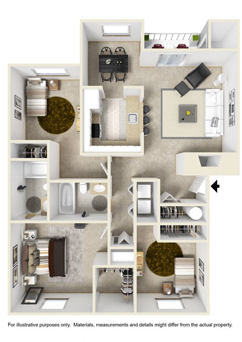 a floor plan of our studio apartments at university gardens