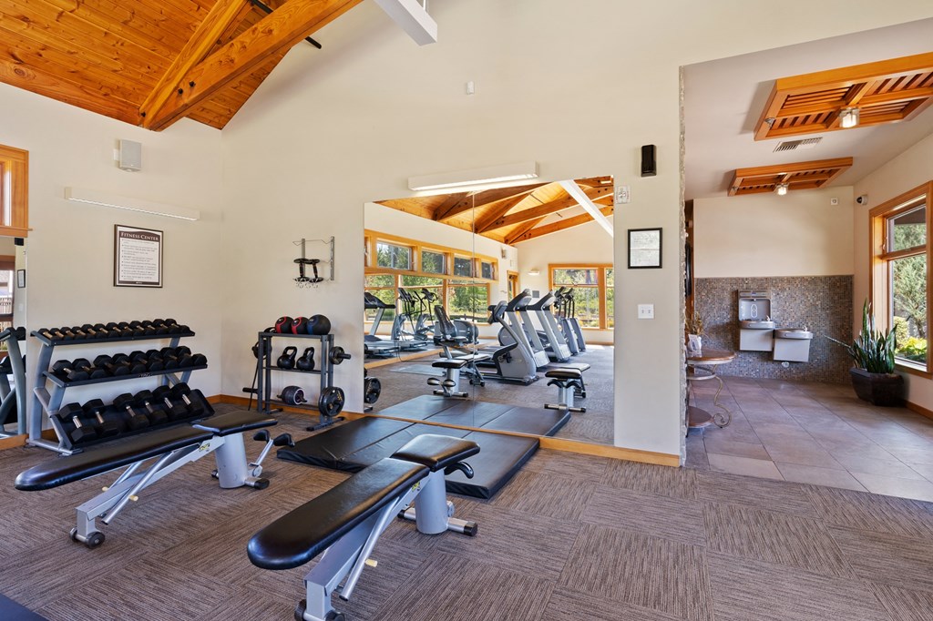 the gym has plenty of equipment for cardio and weights
