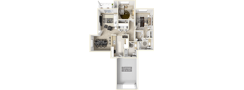 a floor plan of a two bedroom apartment with two bathrooms and a balcony