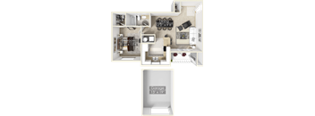 a floor plan for a garage apartment with a bedroom and a bathroom