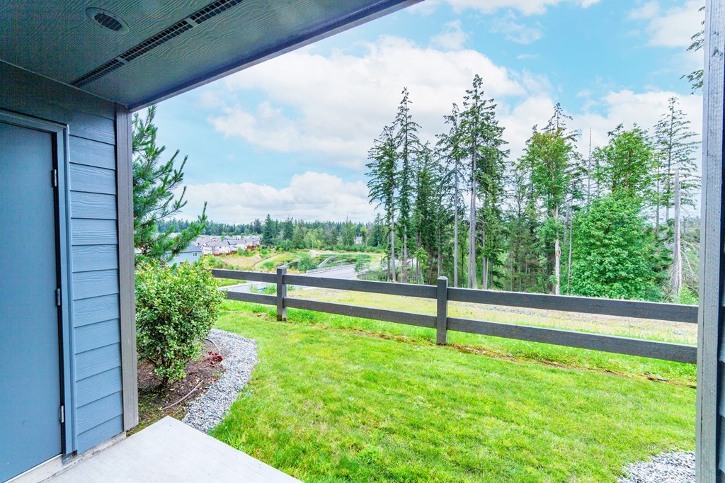 the view from the back porch of the home