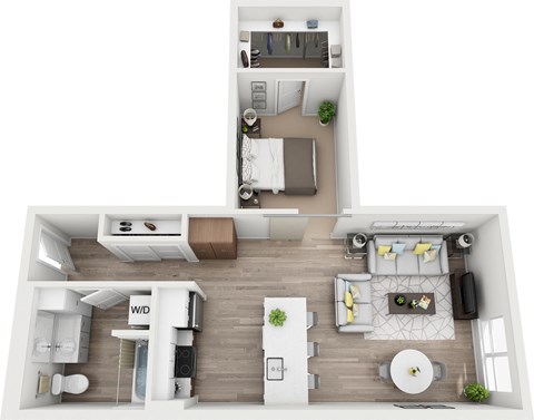 a 2 bedroom floor plan with a bathroom and a living room