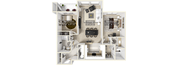 a floor plan of a two bedroom apartment with a bathroom and a balcony