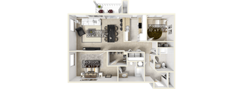 a floor plan of a two bedroom apartment with two bathrooms and a balcony