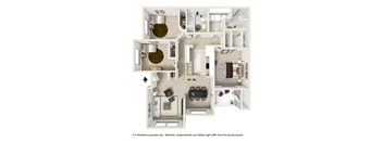a floor plan of a two bedroom apartment with two bathrooms and a balcony