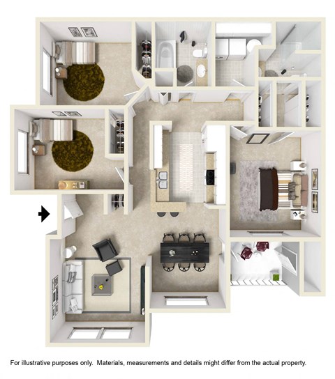 a floor plan of a two bedroom apartment with two bathrooms and a balcony
