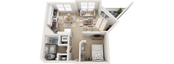 a floor plan of a house with a bedroom and a living room