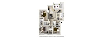 a floor plan of a two bedroom apartment with two bathrooms and a balcony