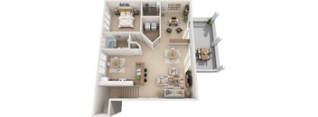 a floor plan of a house with a bedroom and a living room