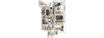 a floor plan of a one bedroom apartment with a bathroom and a living room