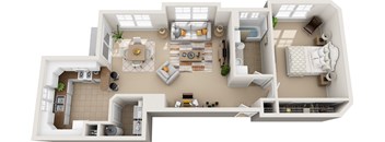 a floor plan of a house with a bedroom and a living room