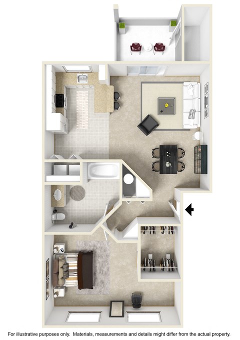bedroom floor plan an in 1 bed 1 bath
