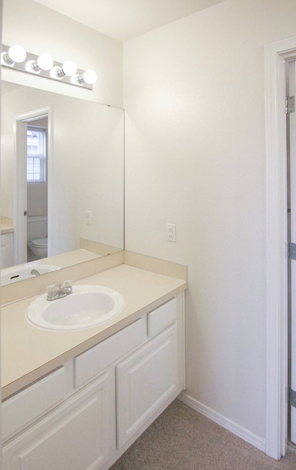 a bathroom with a sink and a mirror and a shower