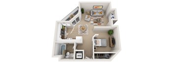 a floor plan of a house with a bedroom and a living room