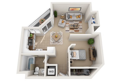 a floor plan of a house with a bedroom and a living room