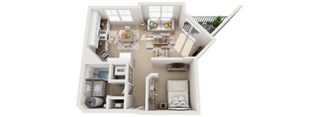 a floor plan of a house with a bedroom and a living room