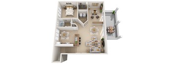 a floor plan of a house with a bedroom and a living room