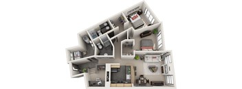 bedroom floor plan an 1193 sq. ft. apartment