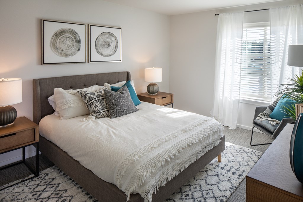bedroom with light finishes