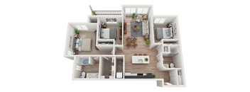 Bloom three bedroom 3d floorplan