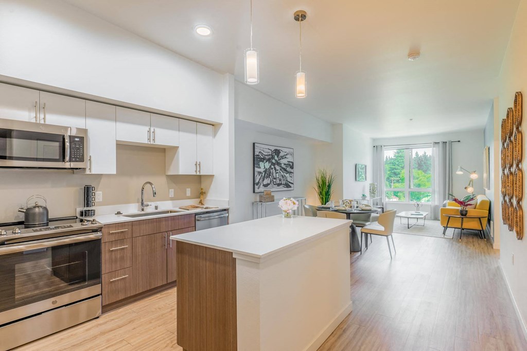 one bedroom plus den island kitchen and dinning room