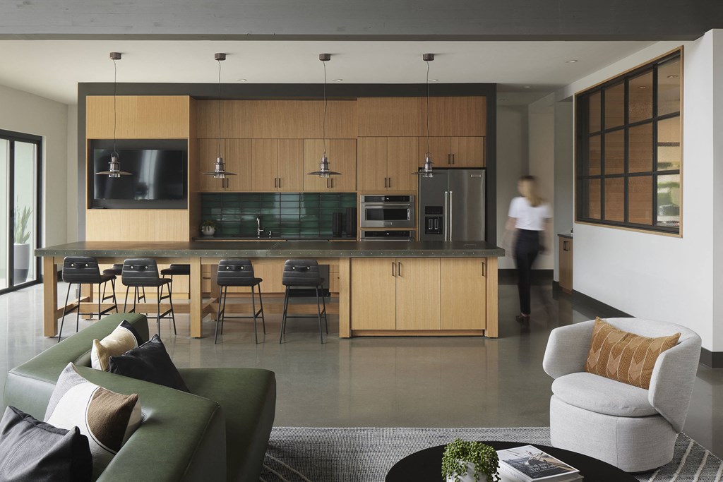 a view of the kitchen from the living room
