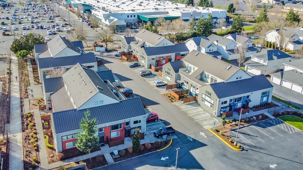 an aerial view of houses in a neighborhood