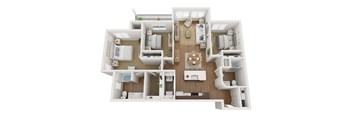 Robin 3 bedroom light scheme 3d floorplan
