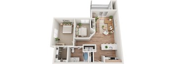 Root two bedroom 3d floorplan