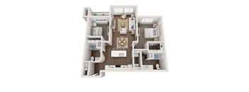 Sparrow 2 bedroom dark finishes 3d floorplan