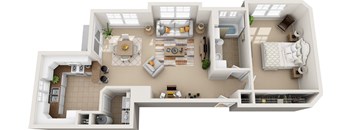 a floor plan of a house with a bedroom and a living room
