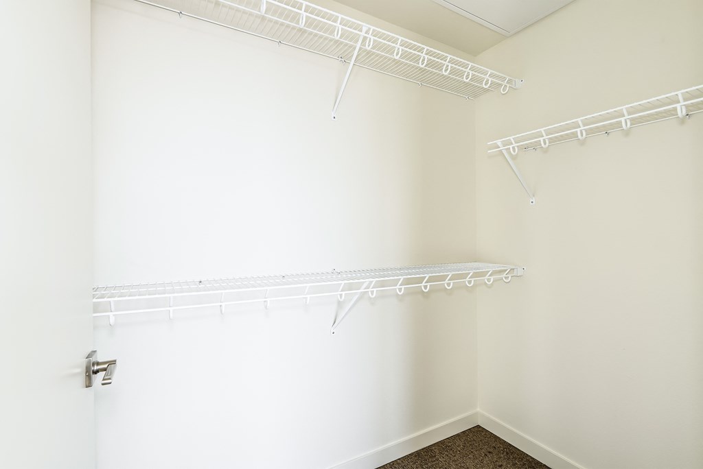 a spacious walk in closet in a 555 waverly unit