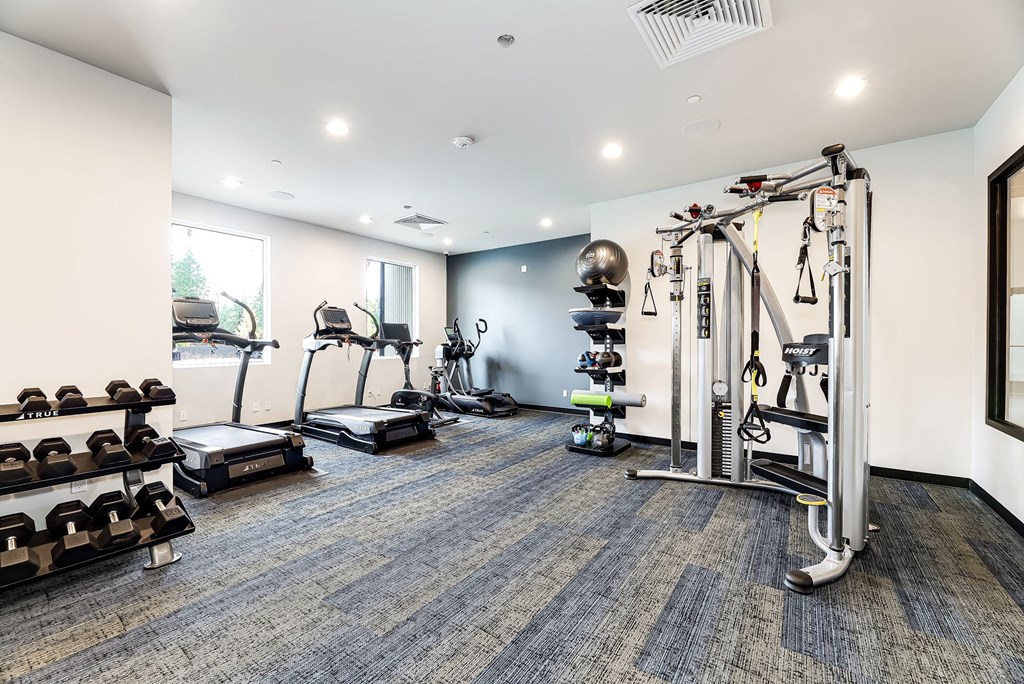 the gym at the flats at big tex apartments